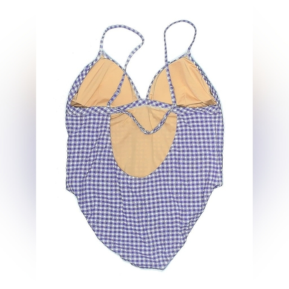 J. Crew Plunge One-Piece Swimsuit – Royal Violet Gingham – Size 22 – New - Picture 5 of 8
